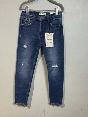 Zara Distressed Ripped faded Girl Skinny Jeans Denim Pants Size 7